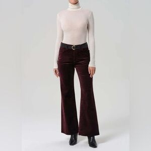 Citizens of Humanity Kimberly Velvet 70's Flare Pants Burgundy Size 27 NWT
